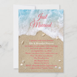 Convites Ondas da Praia de Coral Recém-Casados Pós-Casament