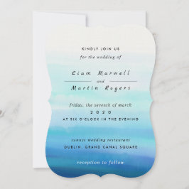 Convites Ondas de Aquarela Mínima Azul