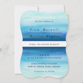 Convites Ondas de Aquarela Mínima Azul