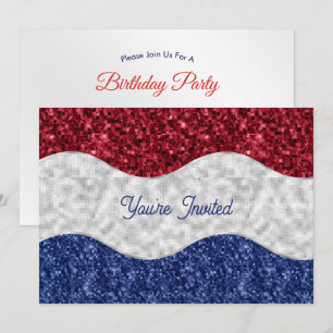 Convites Ondas de Mosaico Patriótico de Aniversário