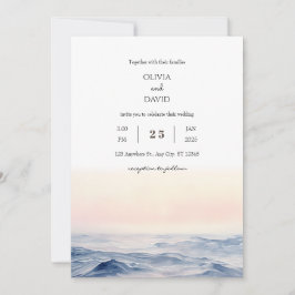 Convites Ondas de Oceano Rosa Gentilosas no Casamento de Da