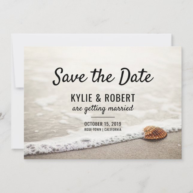 Convites Ondas de Praia Casamento Save The Date (Frente)