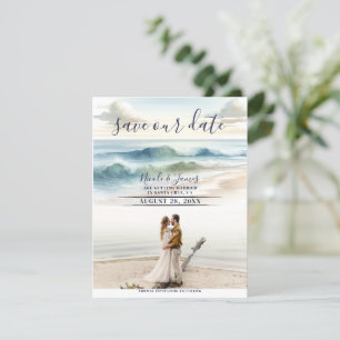 Convites Ondas de praia em aquarela para foto de salvar a d