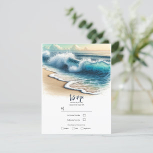 Convites Ondas do Oceano Batendo na Praia Casamento RSVP
