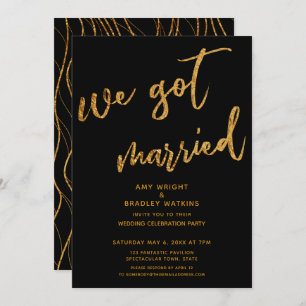 Convites Ondas Douradas Casamos com Recepção de casamento N