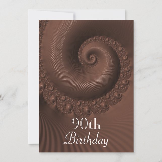Convites Ondas e Espirais de Chocolate Aniversário de 90 an (Frente)