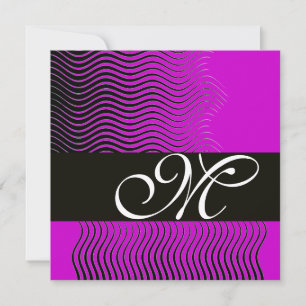 Convites ONDAS EL EGANTES MONOGRAMA, preto e branco, roxo