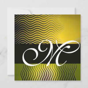 Convites ONDAS EL EGANTES MONOGRAMA, topázio amarelo