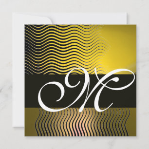 Convites ONDAS EL EGANTES MONOGRAMA, topázio amarelo