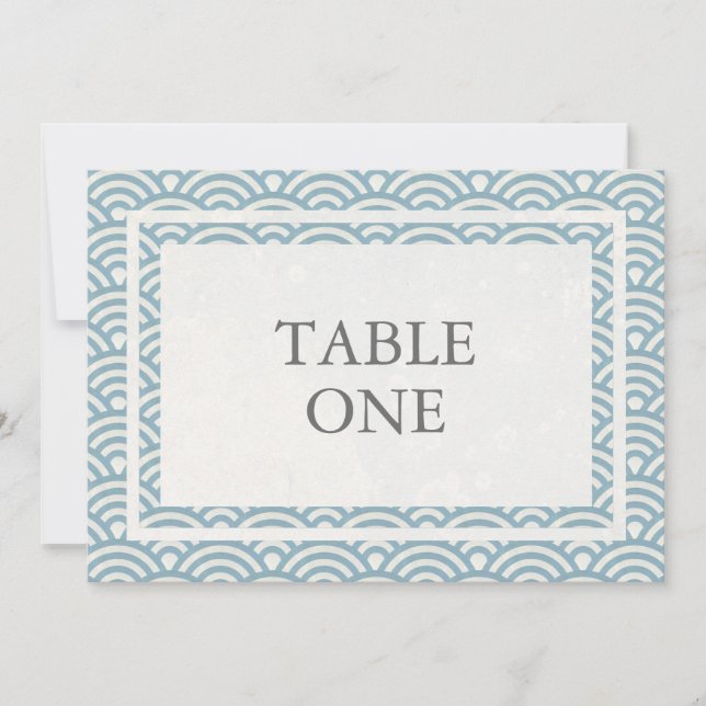 Convites Ondas Estilizadas Japonesas Seigha Número de Mesa  (Frente)