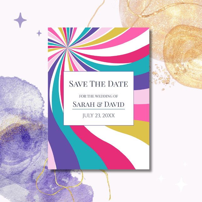 Convites Ondas Exclusivas Retroativas Rosa Salvar a Data (Criador carregado)