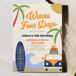 Convites Ondas Festa de Aniversário de Quatro Dias de Praia