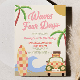 Convites Ondas Festa de Aniversário de Quatro Dias de Praia