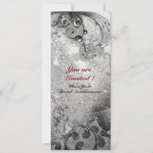 Convites Ondas gelo brilhante metálico preto branco brilhos