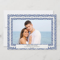 Ondas japonesas Seigaiha Salve a data Foto plana