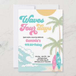Convites Ondas Quatro Dias Retro Surf Praia 4º Aniversário