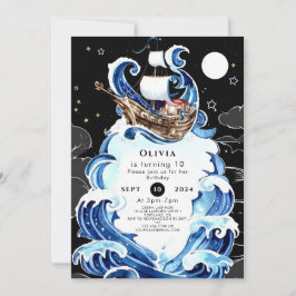 Convites Ondas Simples Ahoy Pirate Aniversário