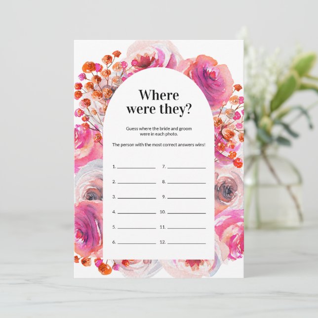 Convites Onde Eles Estavam Com A Placa Floral De Brilho De  (Em pé/Frente)