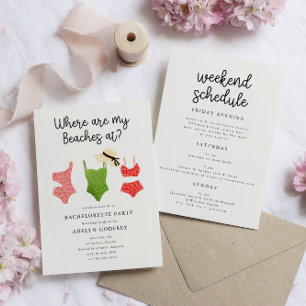 Convites Onde Estão As Minhas Praias Na Festa de solteira
