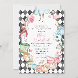 Convites Onderland Alice Mad Tea Party Girl Primeiro Aniver