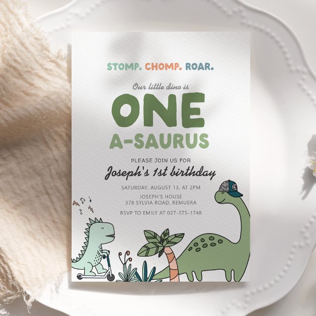 Convites One-a-saurus Birthday Party Invitation (Criador carregado)