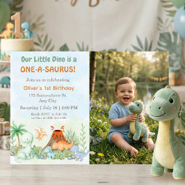 Convites One-A-Saurus Dinosaur 1st Birthday Photo