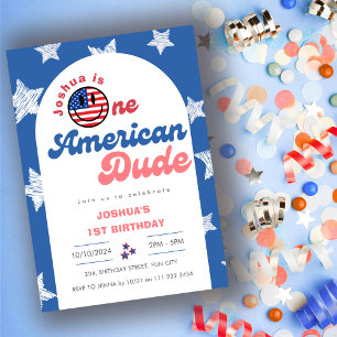 Convites One American Dude 4 de julho de primeiro aniversar