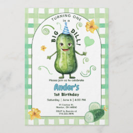 Convites One Big Dill Pickle First Birthday Blue Invitation
