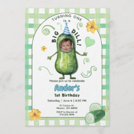 Convites One Big Dill Pickle First Birthday Blue Photo