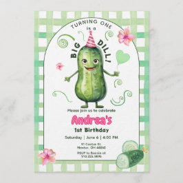 Convites One Big Dill Pickle First Birthday Pink