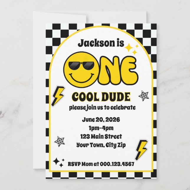 Convites One Cool Dude 1st Birthday Invitation (Frente)