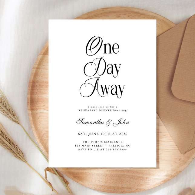 Convites One Day Away Modern Chic Wedding Rehearsal Dinner (Criador carregado)