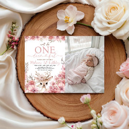 Convites One-deer-ful Photo Birthday Invitation