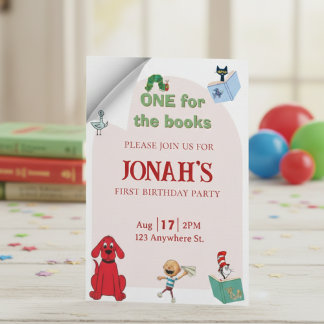 Convites One for the books, First birthday invitation