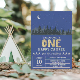 Convites One Happy Camper Under the Stars Starry Night 1st
