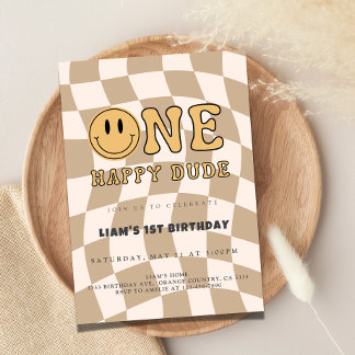 CONVITES ONE HAPPY DUDE BIRTHDAY