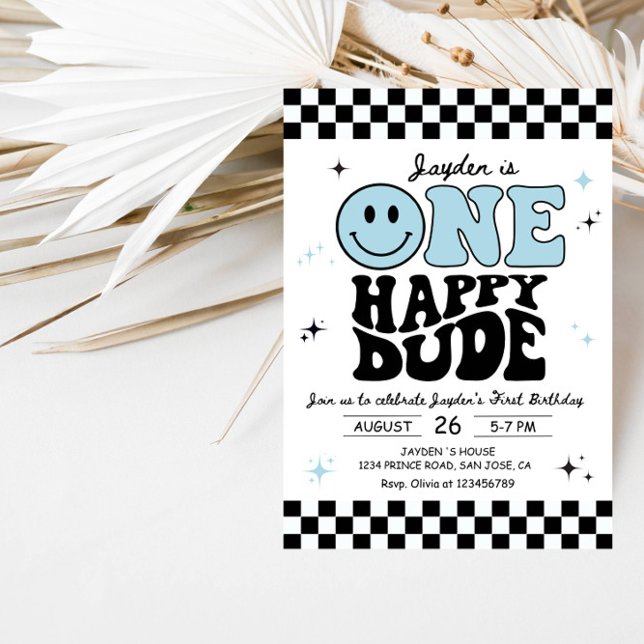 Convites One Happy Dude Boy First Birthday Party (Criador carregado)