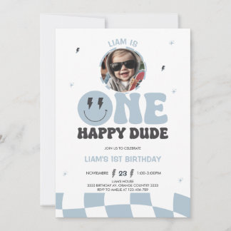 CONVITES ONE HAPPY DUDE INVITATION, 1ST BIRTHDAY INVITATION