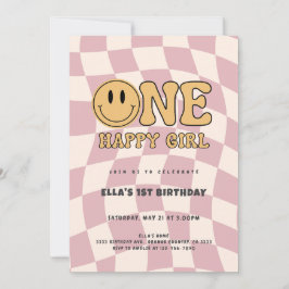 CONVITES ONE HAPPY GIRL BIRTHDAY INVITATION 