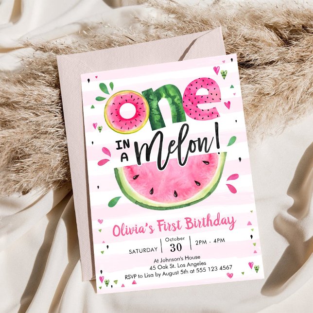 Convites One In A Melon Watermelon 1st Birthday Invitation (Criador carregado)