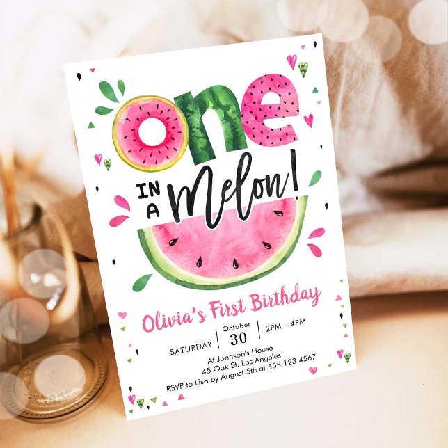 Convites One In A Melon Watermelon 1st Birthday Invitation (Criador carregado)