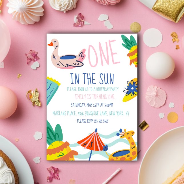 Convites One in in the sun  beach pool (Criador carregado)