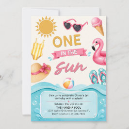 Convites One In The Sun Summer Pool Birthday Party