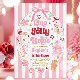Convites One Jolly Babe Christmas Coquette Bow 1st Birthday
