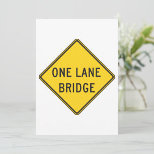 Convites One Lane Bridge Road Sign Yellow