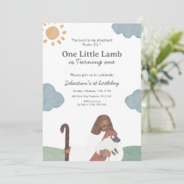 Convites One Little Lamb Psalm 23 Birthday