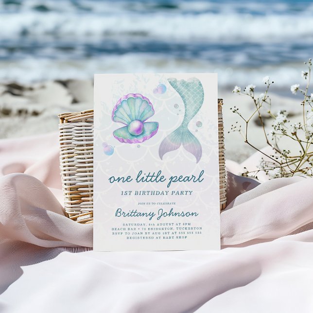 Convites One Little Pearl 1st Birthday (Criador carregado)