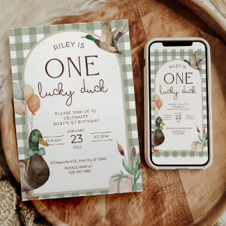 Convites One Lucky Duck Birthday Invitation Boys First
