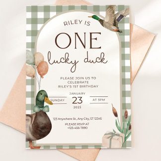Convites One Lucky Duck Birthday Invitation Boys First Birt