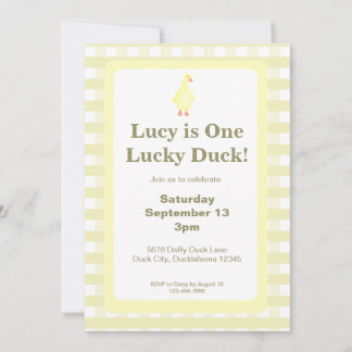 Convites One Lucky Duck Invitation Template (Pale Yellow)